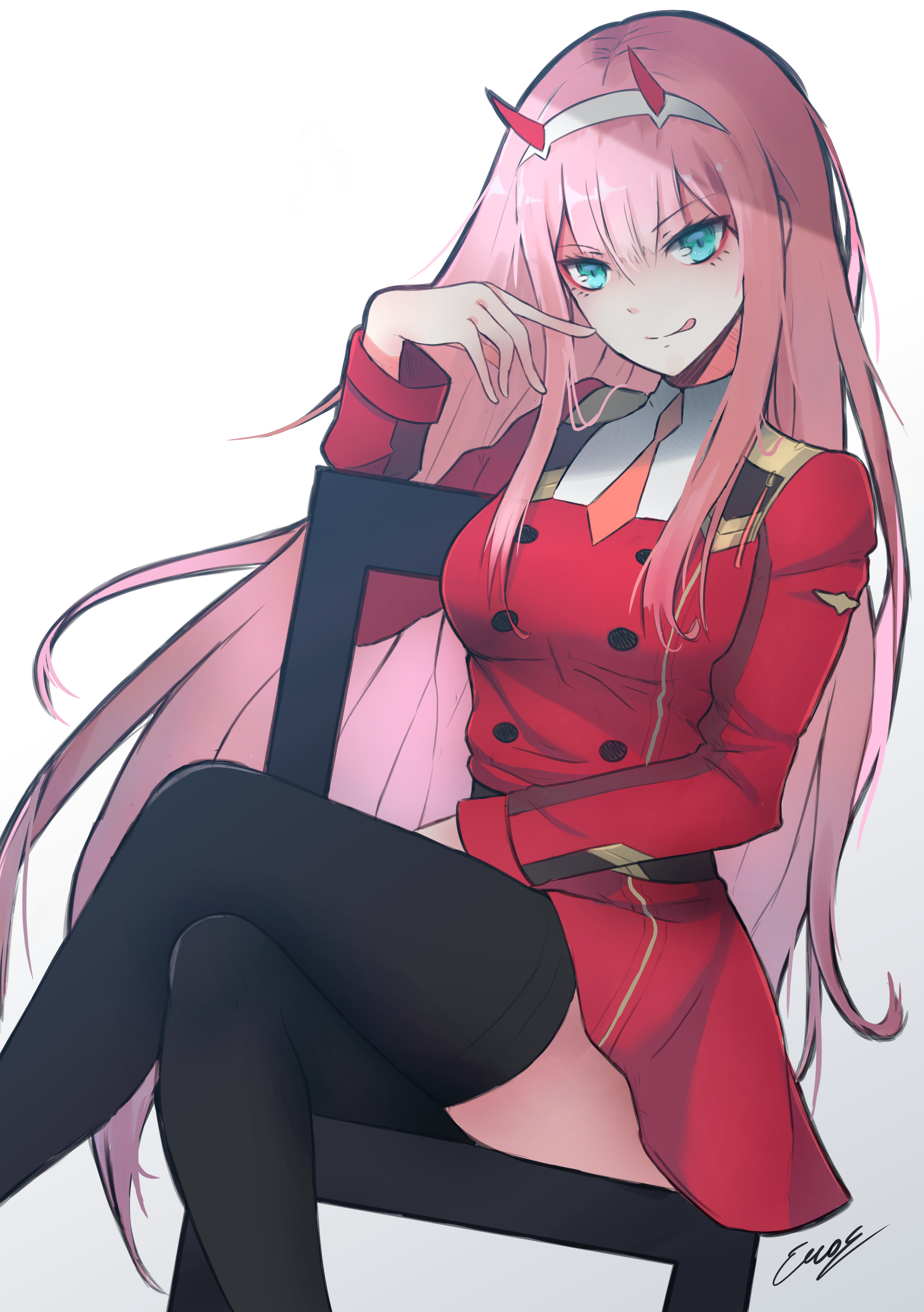 erospanda darling in the franxx zero two (darling in the franxx) horns thighhighs uniform